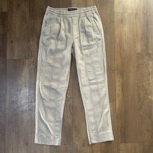 Abercrombie Linen Blend Pants XS Beige Cream Textured Elastic Waist Relaxed Fit